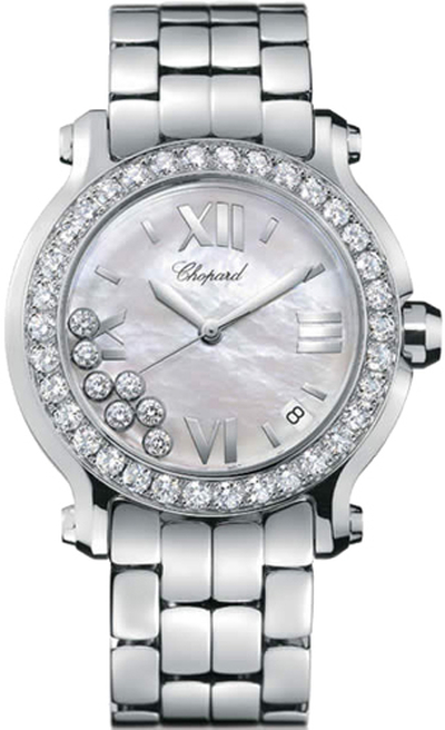 Chopard Happy Sport Watch 27/8478-20, Ladies Stainless Steel with Gold Bezel (blue, arb2825)