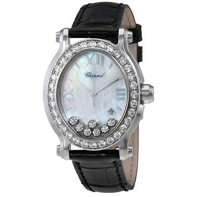 Chopard Happy Sport Diamonds Mother of Pearl Dial Ladies Watch - Article No: 278546-3002 (black, arb2835)