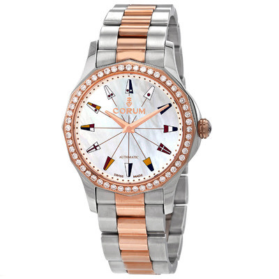 Corum Admiral Automatic Diamond Mother of Pearl Dial Ladies Watch 400.100.29/V200 PN13 (blue, arb1282)