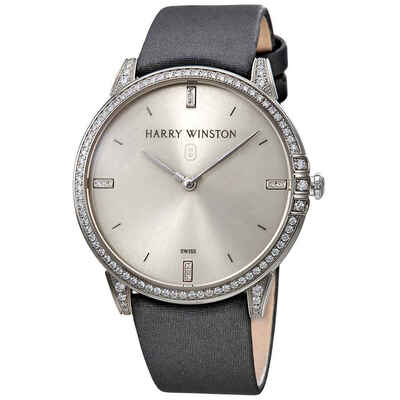 Harry Winston Midnight Silver Dial 18kt White Gold Diamond Stain Watch MIDQHM39WW002 (arb2563)