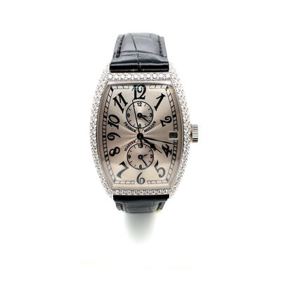 Pre-owned Franck Muller Master Banker Automatic Diamond Silver Dial Mens Watch 5850 MB D (black, arb20749)