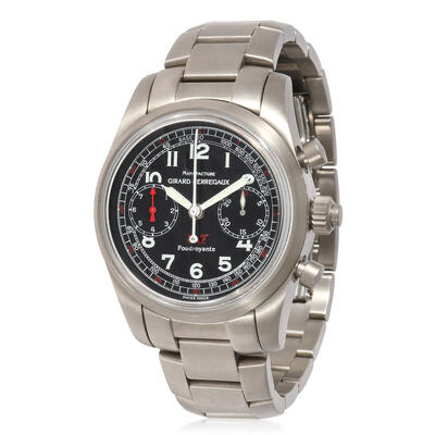 Pre-owned Girard-Perregaux Ferrari Chronograph Hand Wind Black Dial Watch 9020 (black, arb14311)
