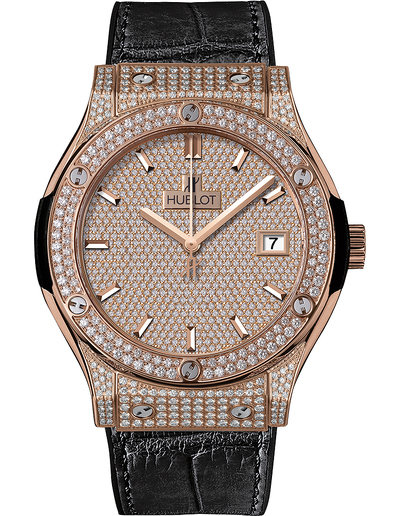 Hublot Classic Fusion Diamond Pave Dial 18K Rose Gold Automatic Mens Watch, Item No: 511OX9010LR1704 511.OX.9010.LR.1704 (black, arb3355)