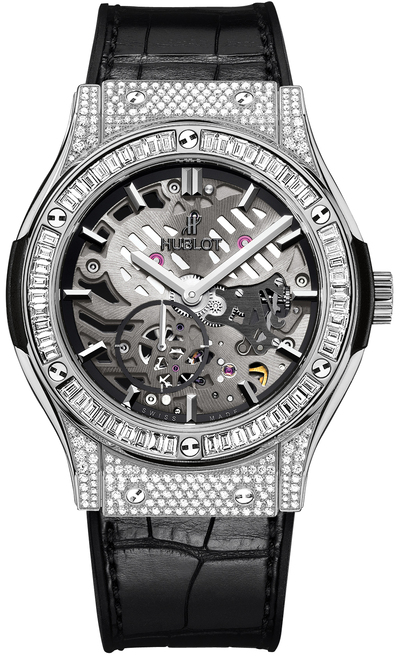 Hublot Classic Fusion Classico Ultra Thin Skeleton Dial Hand Wind Mens Watch 515.NX.0170.LR.0904 (black, arb3358)