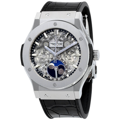 Hublot Classic Fusion Aerofusion Moonphase Sapphire Dial Watch in Titanium (Model 517.nx.0170.lr) (black, arb3363)