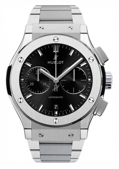 Hublot Classic Fusion 521.NX.1171.Nx Mens Chronograph Watch Grey Titanium Case with Diamond Bezel Mat Black Dial (black, arb2164)