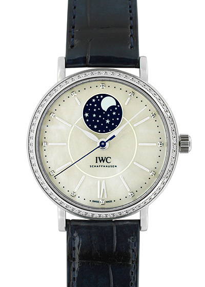 IWC Portofino Mother of Pearl Diamond Moonphase Automatic Unisex Watch 4590-01 iw459001 (blue, arb2347)
