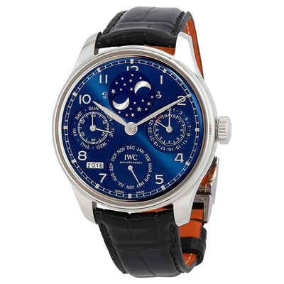 IWC Portugieser Perpetual Calendar Double Moonphase Mens Watch IW503401 18K White Gold (black, arb2370)