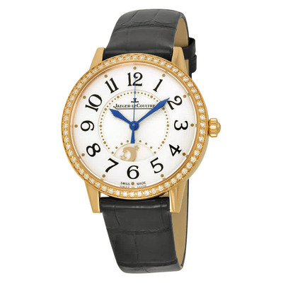 Jaeger-LeCoultre Rendez-Vous Silver Dial Rose Gold Diamond Black Leather Ladies Watch Q3442520 (black, arb3266)