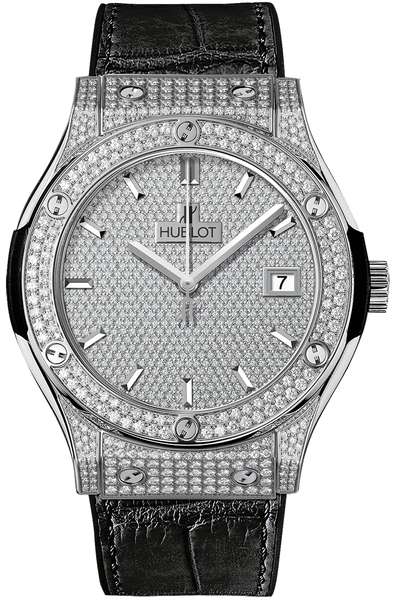 Hublot Classic Fusion Diamond Pave Dial Titanium Mens Watch (Ref: 511.NX.9010.LR.1704) (black, arb3350)