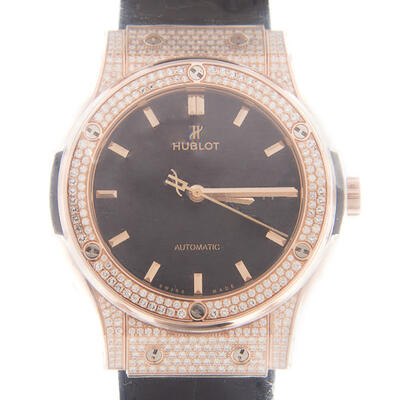 Hublot Classic Fusion 542.OX.1181.LR.1704: Mat Black Dial Automatic Mens Watch in 18kt Rose Gold (black, arb2516)