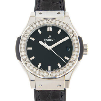 Hublot Classic Fusion 581.nx.1171.lr.1104 - Quartz Diamond Black Dial Ladies Chronometer Movement Watch (black, arb1869)