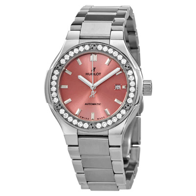 Hublot Classic Fusion Automatic Diamond Pink Dial Ladies Watch 585.NX.891P.NX 585.NX.891P.NX.1204 (arb1883)