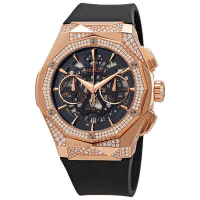 Hublot Classic Fusion Orlinksi Chronograph Automatic Diamond Black Dial Mens Watch, Model: 525.OX.0180.RX.1804.ORL19 (black, arb1888)