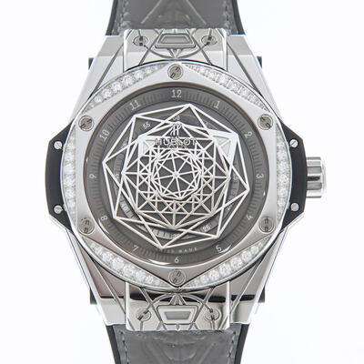 Hublot Big Bang Sang Bleu Automatic Diamond Grey Dial Watch 465SS7047VR 465.SS.7047.VR.1204.MXM20 (arb2745)