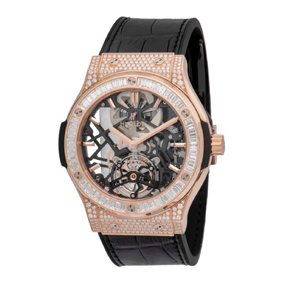 Hublot Classic Fusion Dial Skeleton 18k King Gold Mens Luxury Watch Ref.505.OX.0180.LR.0904 (black, arb3076)