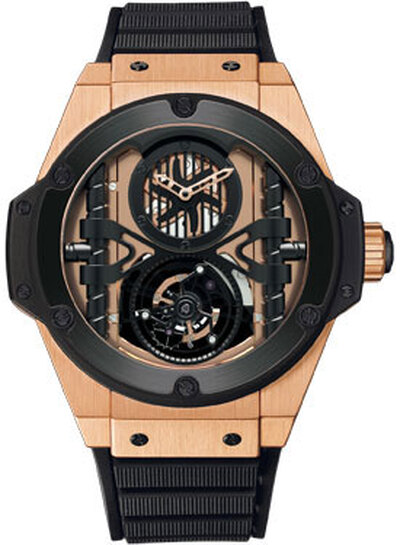 Hublot Big Bang King Power Mens Watch 18K King Gold Case with Black Rubber Strap - Model No. 705.om.0007.rx (black, arb2213)