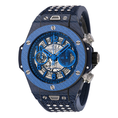 Pre-owned Hublot Big Bang Unico Chronograph Skeleton Grey/Blue Dial Mens Watch [411.yl.5190.nr.iti15] (black, arb6491)