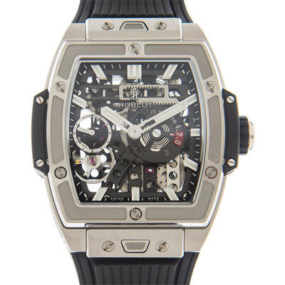 Hublot Sspirit of Big Bang Meca 10 Hand Wind Mens Watch Grey Titanium Case Black Rubber Strap 614.NX.1170.RX (black, arb2759)