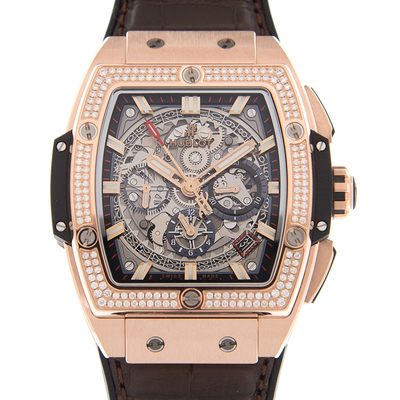 Hublot Spirit of Big Bang Chron Diamond Watch 641.OX.0183.LR - Rose Gold, Brown Alligator Strap 641.OX.0183.LR.1104 (brown, arb2769)