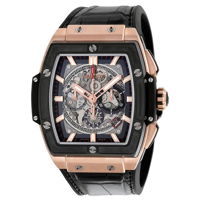 Spirit of Big Bang Square Automatic Skeleton Dial Black Rubber Men's Watch Hublot Caliber HUB4700 601.OM.0183.LR (black, arb2754)