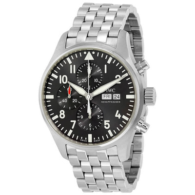 IWC Pilot Spitfire Automatic Chronograph Grey Dial Mens Watch IW377719 (arb3302)
