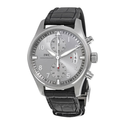 IWC Pilot Spitfire Silver Dial Chronograph Mens Watch IW387809 (black, arb3312)