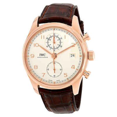 IWC Portugieser Silver Dial Automatic Mens Chronograph Watch IW390301 (brown, arb3171)