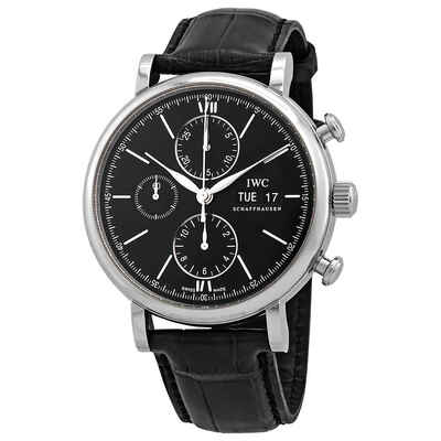 IWC Portofino Chronograph Automatic 3910-29 Mens Watch - Black Dial IW391029 (black, arb3180)