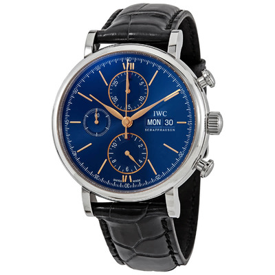 IWC Portofino Chronograph Automatic Blue Dial Mens Watch IW391036 (black, arb3183)