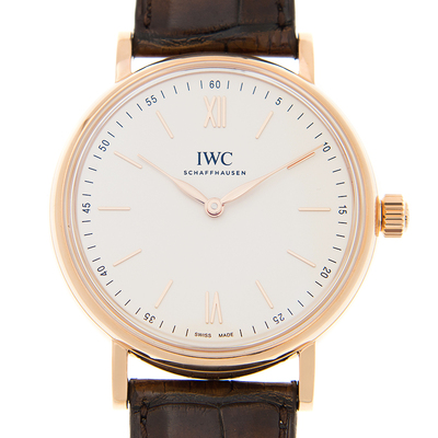 IWC Portofino Mens Watch IW511101, 18K Rose Gold Case with Brown Alligator Strap (brown, arb3256)