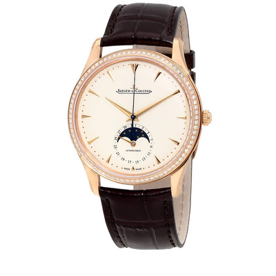 Jaeger LeCoultre Master Ultra Thin Automatic Men's Watch Q1362501 - 18kt Rose Gold, Diamond Bezel, Moonphase (beige, arb13740)
