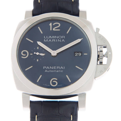 Panerai PAM01313 Luminor Marina Mens Automatic Blue Dial Watch - 44mm Steel Case, Alligator Strap and Subdials with Swiss Movement (blue, arb3970)