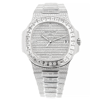 Patek Philippe Nautilus Automatic Diamond Silver Dial Watch 5719-10G-010 (arb6407)