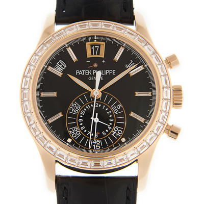 Patek Philippe Ref. 5961R-010 Gold Diamond Mens Annual Calendar Chronograph Watch (black, arb6425)