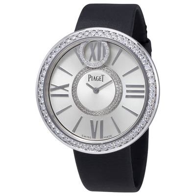 Piaget Limelight Dancing Light Silver Dial Satin Strap Ladies Watch G0A36156 (Black Satin Strap, 39mm) (black, arb4414)