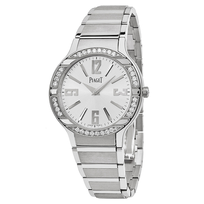 Piaget Polo Silver Dial 18Kt White Gold Bracelet Diamond Ladies Watch G0A36231 (arb4417)