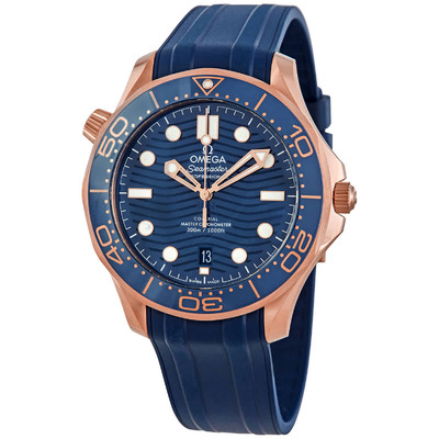 Omega Seamaster Diver Mens Automatic Blue Dial 18kt Rose Gold Watch Model: 210.62.42.20.03.001 (blue, arb4086)