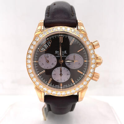 Pre-owned Omega De Ville Co-Axial Chronograph Automatic Diamond Brown Dial Ladies Watch Model 4677.60.37 (brown, arb3786)