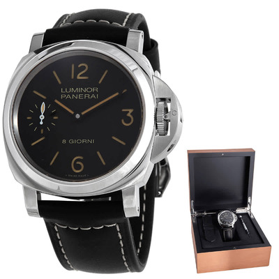 Panerai Luminor Base Hand Wind Black Dial Mens Watch PAM00915 (black, arb4892)