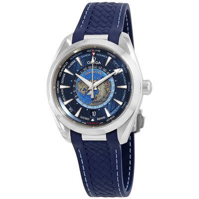 Omega Seamaster Aqua Terra 220.12.43.22.03.001 World Time Automatic Chronometer Blue Dial Men's Watch (blue, arb4119)
