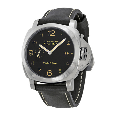 Pre-owned Panerai Luminora Marina 1950 Automatic Mens Black Dial Watch PAM00359 (black, arb23784)