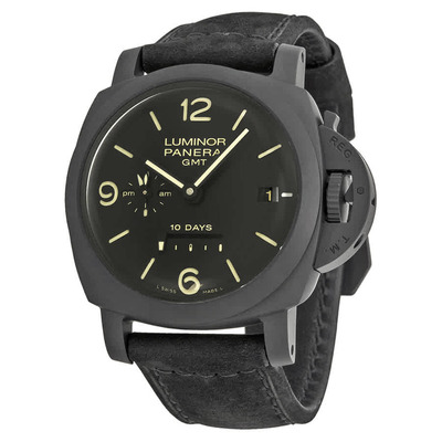 Panerai Luminor 1950 10 Days Black Dial Black Leather Mens Watch: PAM00335 (black, arb3703)