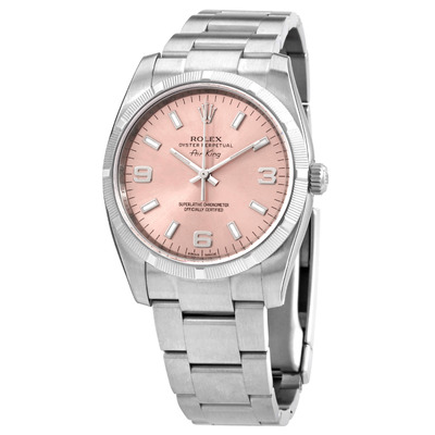 Rolex AirKing Mens Watch with Pink Dial and Engine Turned Bezel - Model Reference: 114210PASO (blue, arb7230)