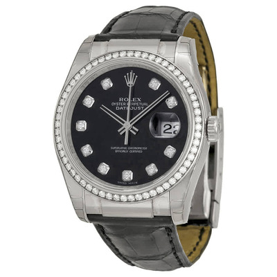 116189bkdl, Rolex Datejust, 36mm White Gold & Black Dial (black, arb7245)