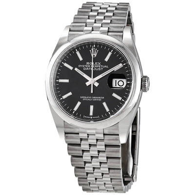 Rolex Datejust 36 Mens Jubilee Watch Black Dial with Luminescent Hands, Model: 126200BKSJ (black, arb7754)