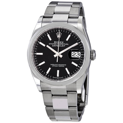 Rolex Datejust 36 Automatic Black Dial Mens Oyster Watch Reference 126200BKSO M126200-0004 (black, arb7755)