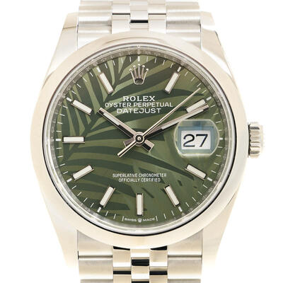 Rolex Datejust 36 Automatic Olive Green Palm Ladies Watch Model Ref No: 126200GNSPLMJ (arb6549)
