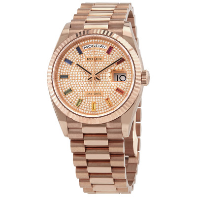 Rolex Day-Date 36 Diamond Paved Dial 18kt Everose Gold President Watch Ref. 128235DSP M128235-0039 (arb7275)