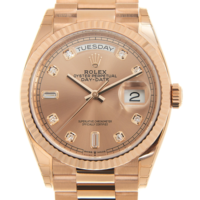 Rolex Day-Date 36 Automatic Diamond Dial 18kt Everose Gold President Watch Ref. 128235PDP M128235-0009 (arb7278)